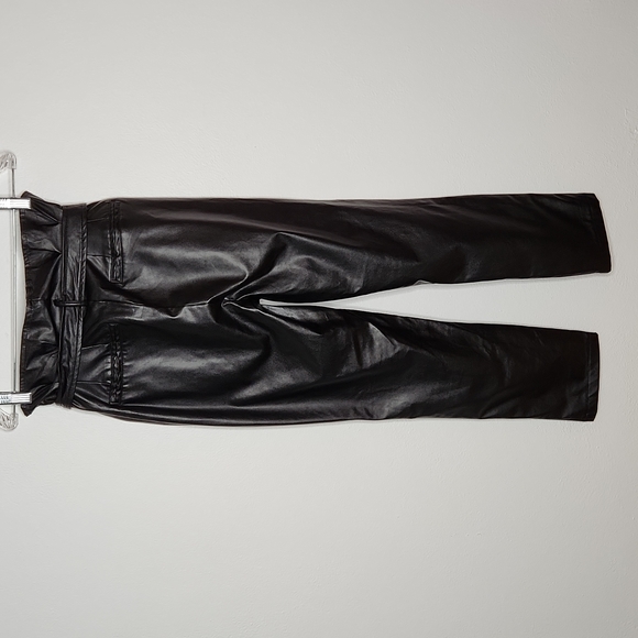 Lulus Real Time Black Vegan Leather Paperbag Waist Trouser Pants - Picture 6 of 13